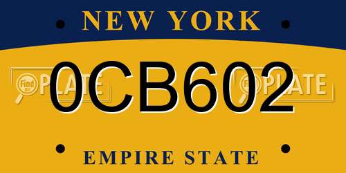 0CB602 New York License Plate