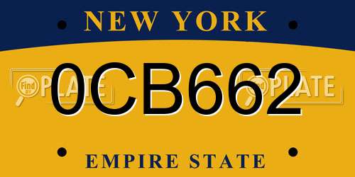 0CB662 New York License Plate