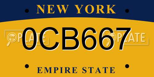 0CB667 New York License Plate