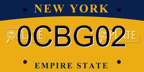 0CBG02 New York License Plate