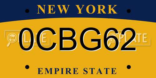 0CBG62 New York License Plate