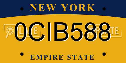 0CIB588 New York License Plate