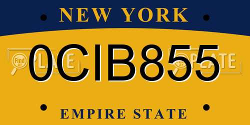 0CIB855 New York License Plate
