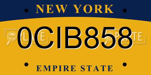 0CIB858 New York License Plate