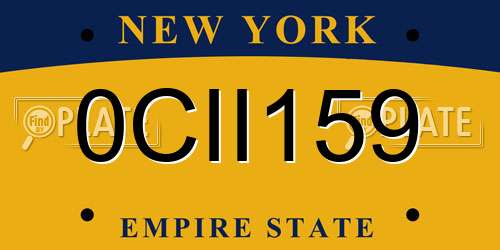 0CII159 New York License Plate