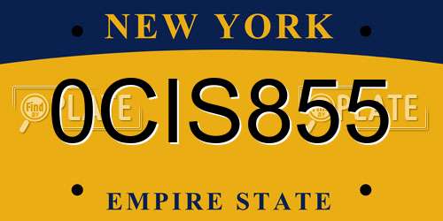 0CIS855 New York License Plate