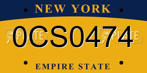 0CS0474 New York License Plate