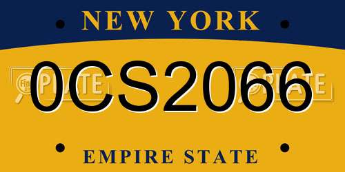 0CS2066 New York License Plate