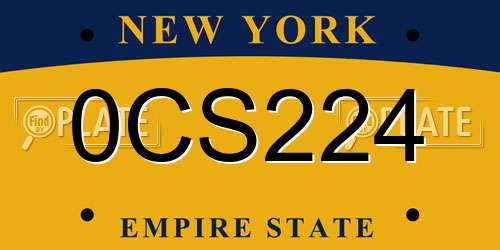0CS224 New York License Plate