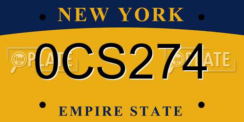 0CS274 New York License Plate