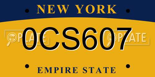 0CS607 New York License Plate