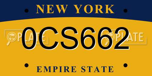 0CS662 New York License Plate