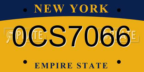 0CS7066 New York License Plate