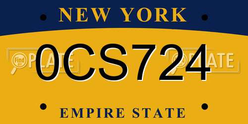 0CS724 New York License Plate