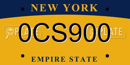0CS900 New York License Plate