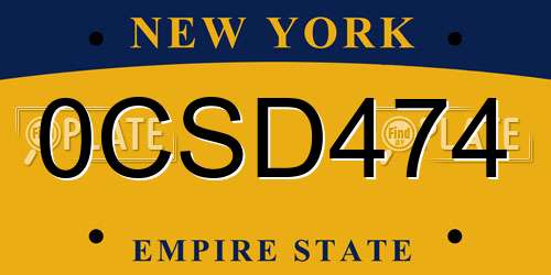 0CSD474 New York License Plate