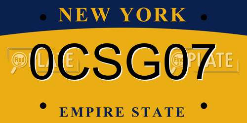 0CSG07 New York License Plate