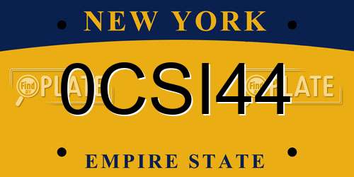 0CSI44 New York License Plate