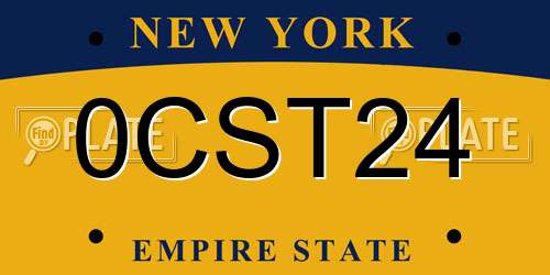 0CST24 New York License Plate