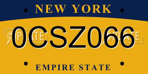 0CSZ066 New York License Plate