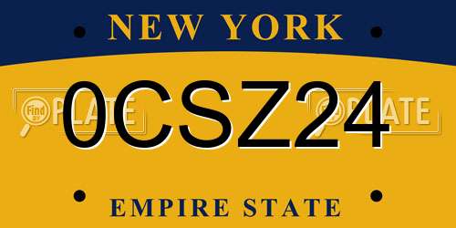 0CSZ24 New York License Plate