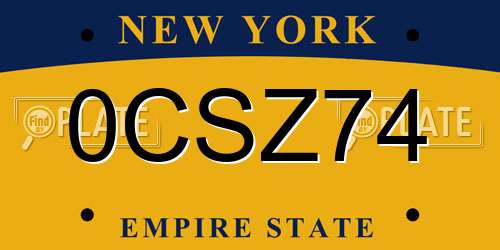 0CSZ74 New York License Plate