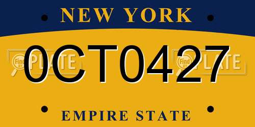 0CT0427 New York License Plate