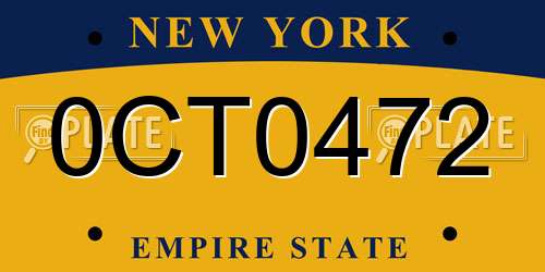 0CT0472 New York License Plate