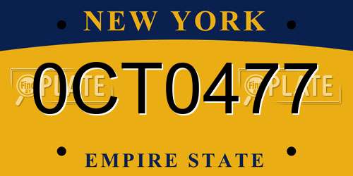 0CT0477 New York License Plate