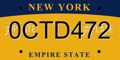 0CTD472 New York License Plate