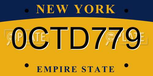 0CTD779 New York License Plate