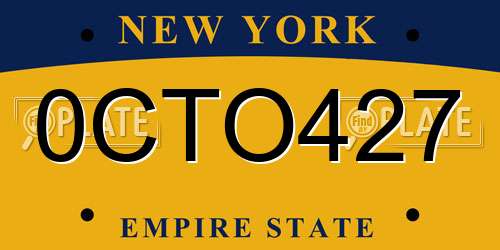 0CTO427 New York License Plate