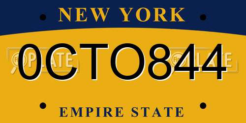 0CTO844 New York License Plate