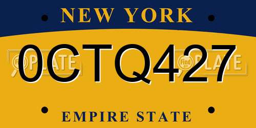 0CTQ427 New York License Plate