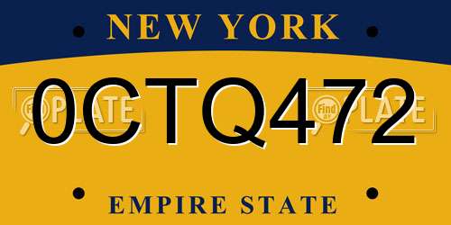 0CTQ472 New York License Plate