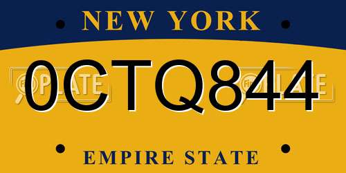 0CTQ844 New York License Plate