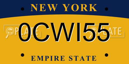 0CWI55 New York License Plate