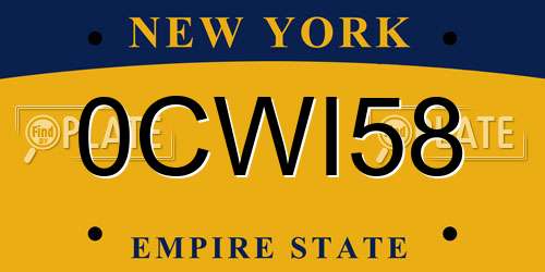 0CWI58 New York License Plate