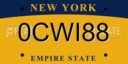 0CWI88 New York License Plate