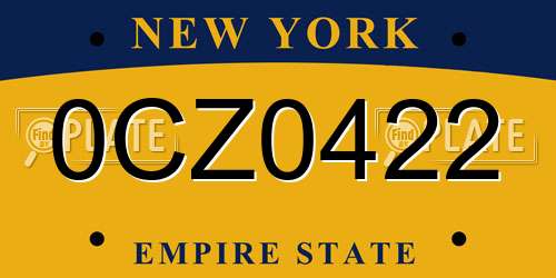 0CZ0422 New York License Plate