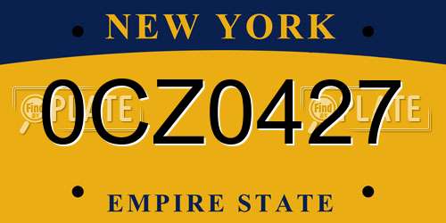 0CZ0427 New York License Plate