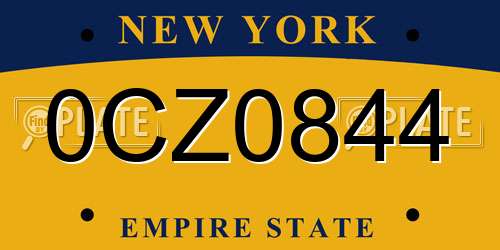 0CZ0844 New York License Plate