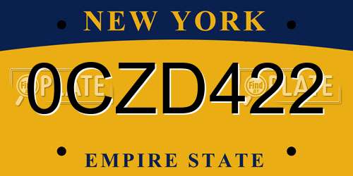 0CZD422 New York License Plate