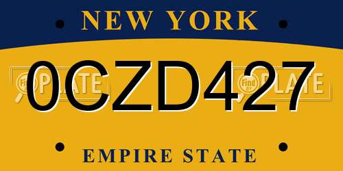 0CZD427 New York License Plate