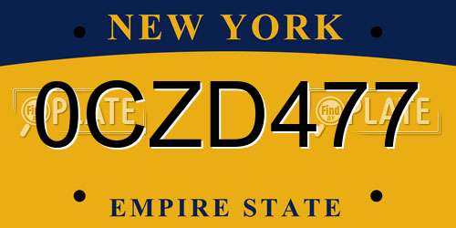 0CZD477 New York License Plate