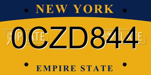 0CZD844 New York License Plate
