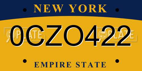 0CZO422 New York License Plate