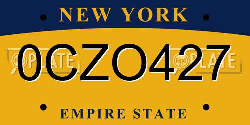 0CZO427 New York License Plate