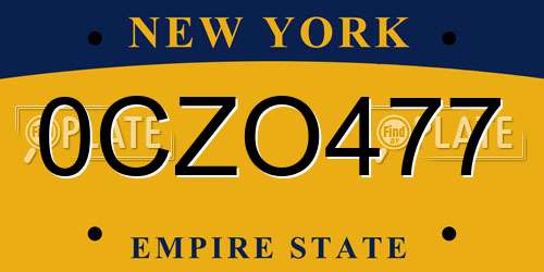 0CZO477 New York License Plate