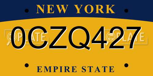 0CZQ427 New York License Plate